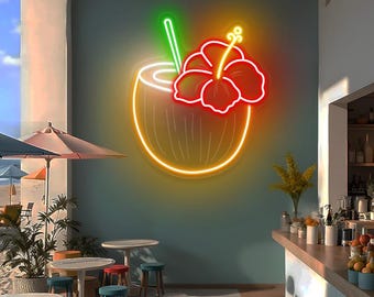 Hello Summer Neon Sign - LED Coconut Tree Beach Party Light, USB Powered, Dimmable - View #8