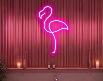 Flamingo Neon Sign Pink LED Neon Light for Bedroom Wall Decor Aesthetic Neon Sign Wall Art Sign Tropical Beach Party Decor Gift for Her