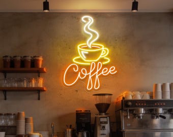 Coffee Neon Sign, Coffee Bar LED Light, Kitchen Cafe Wall Decor, Coffee Shop Restaurant Sign, Coffee Lover Gift, Custom Business Neon Sign