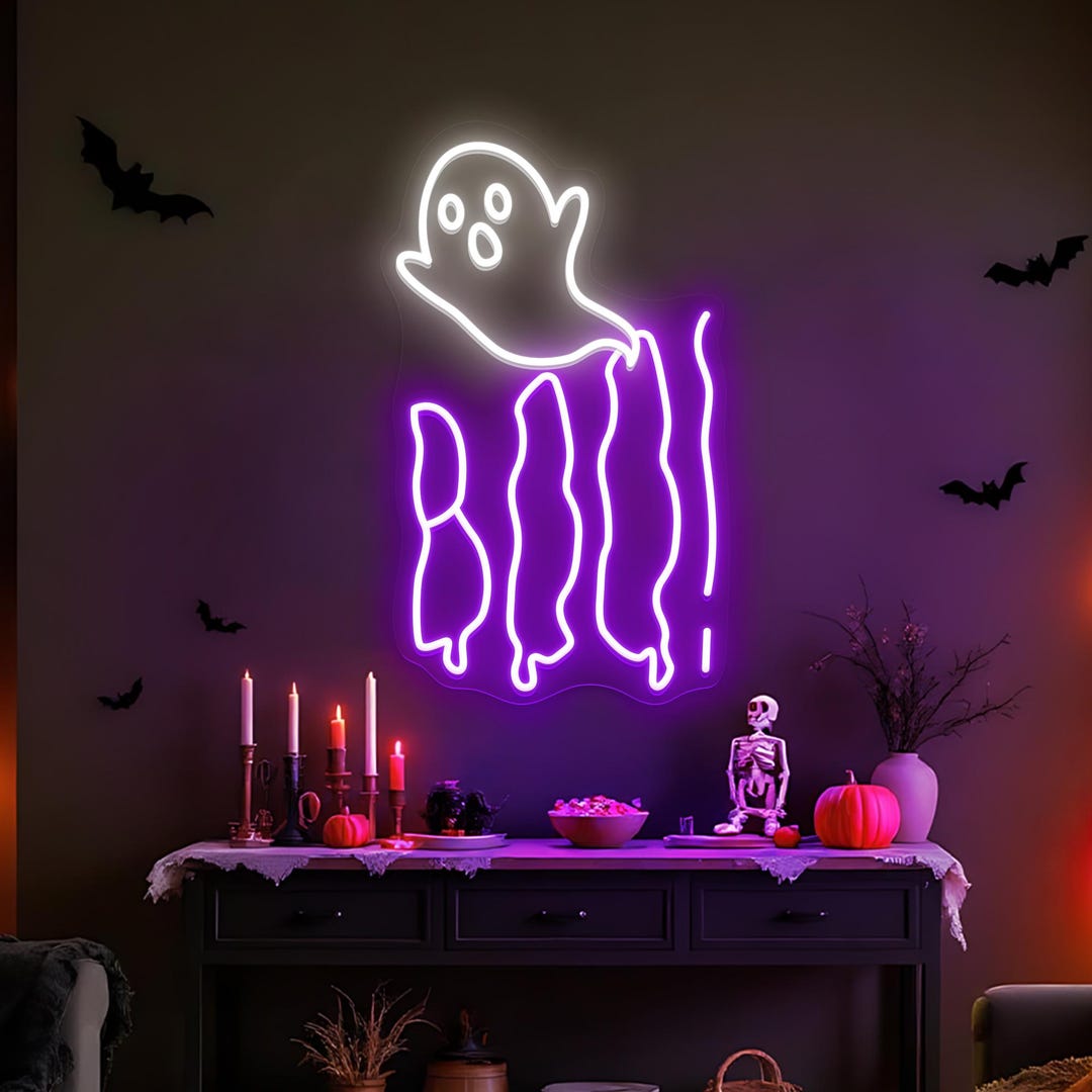 BOO Neon Sign, Boo Ghost Led Light, Halloween LED Wall Light, Spooky ...