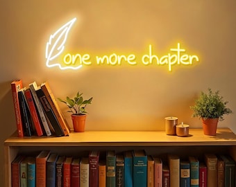 One More Chapter Neon Sign, Book Room Wall Decor Sign, Custom Sign for Home Libraby, Bookstore Neon Sign, Gifts for Bookworms, Book Wall Art