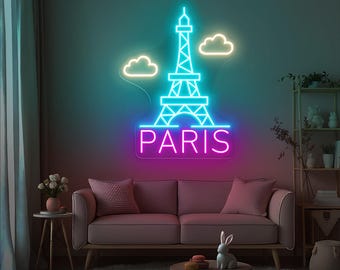 パリのネオンサイン、パリのLEDライト、エッフェル塔の壁アート、パリ