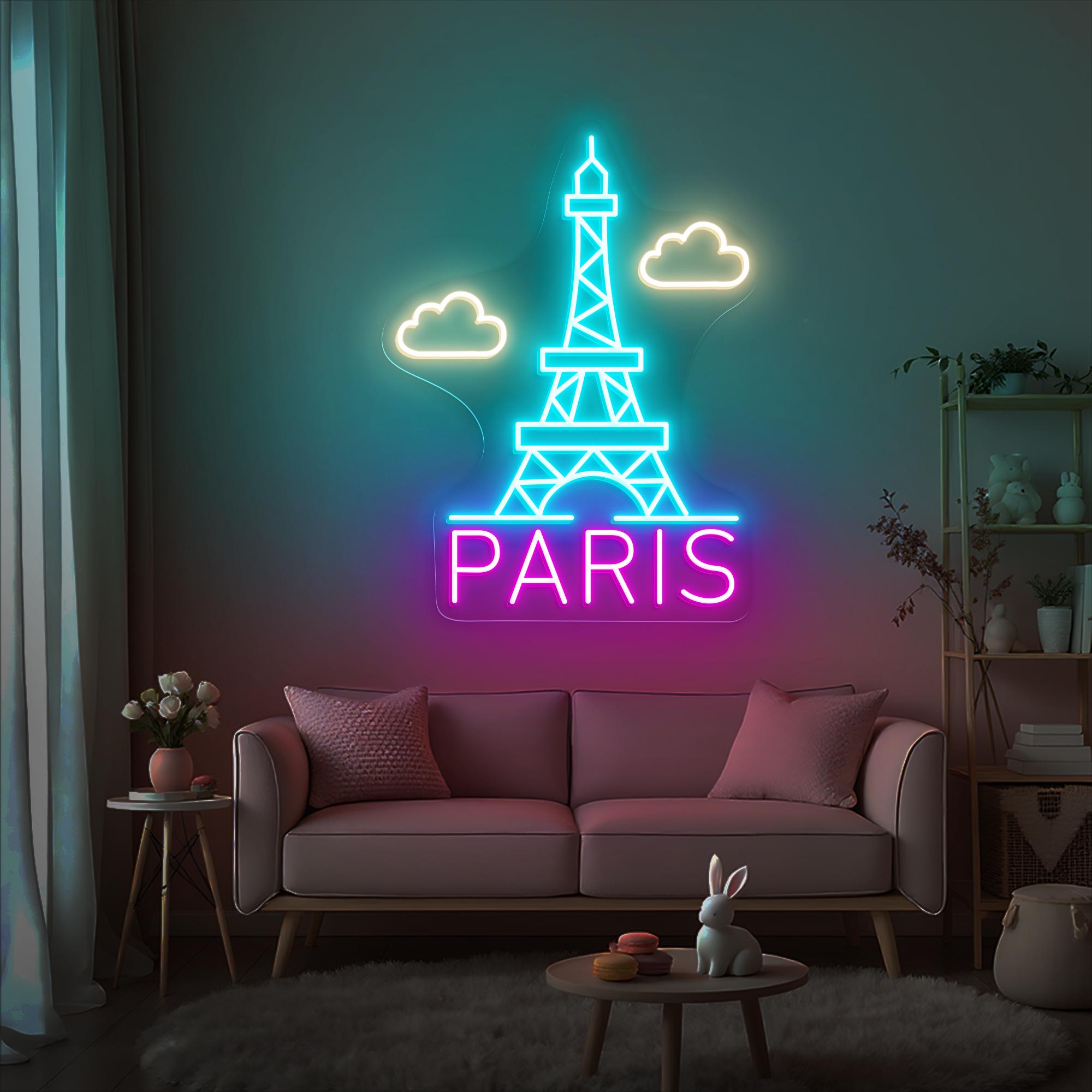 パリのネオンサイン、エッフェル塔のLEDライト、ロマンチックな壁飾り