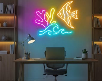 Tropical Fish Neon Sign, Ocean LED Wall Light, Seafood Restaurant Decor, Kid Room Wall Art, Aquarium Neon Light, Custom Sea Animal Neon Sign