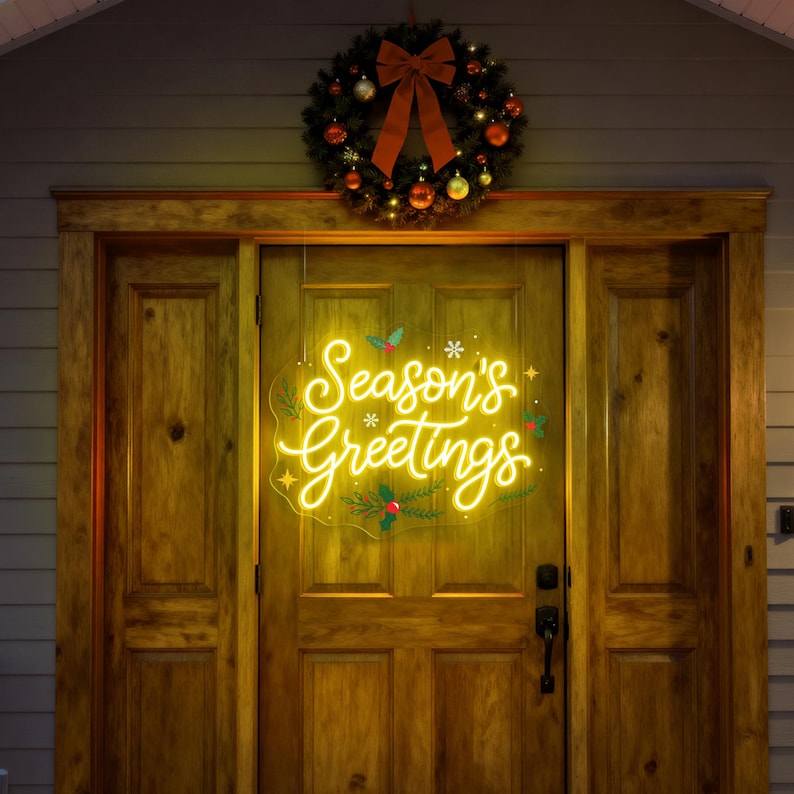 Season’s Greetings Neon Sign, Christmas LED Light, Holiday Party ...