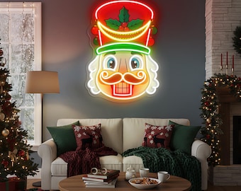 Nutcracker Neon Sign, Christmas LED Light, Holiday Home Decor, Ballet Theme Decoration, Festive Party Wall Art, Custom Christmas Neon Sign