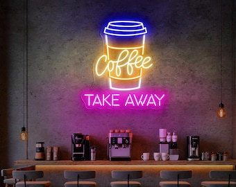 Coffee Take Away Neon Sign, Coffee Cup Led Sign, Take Away Led