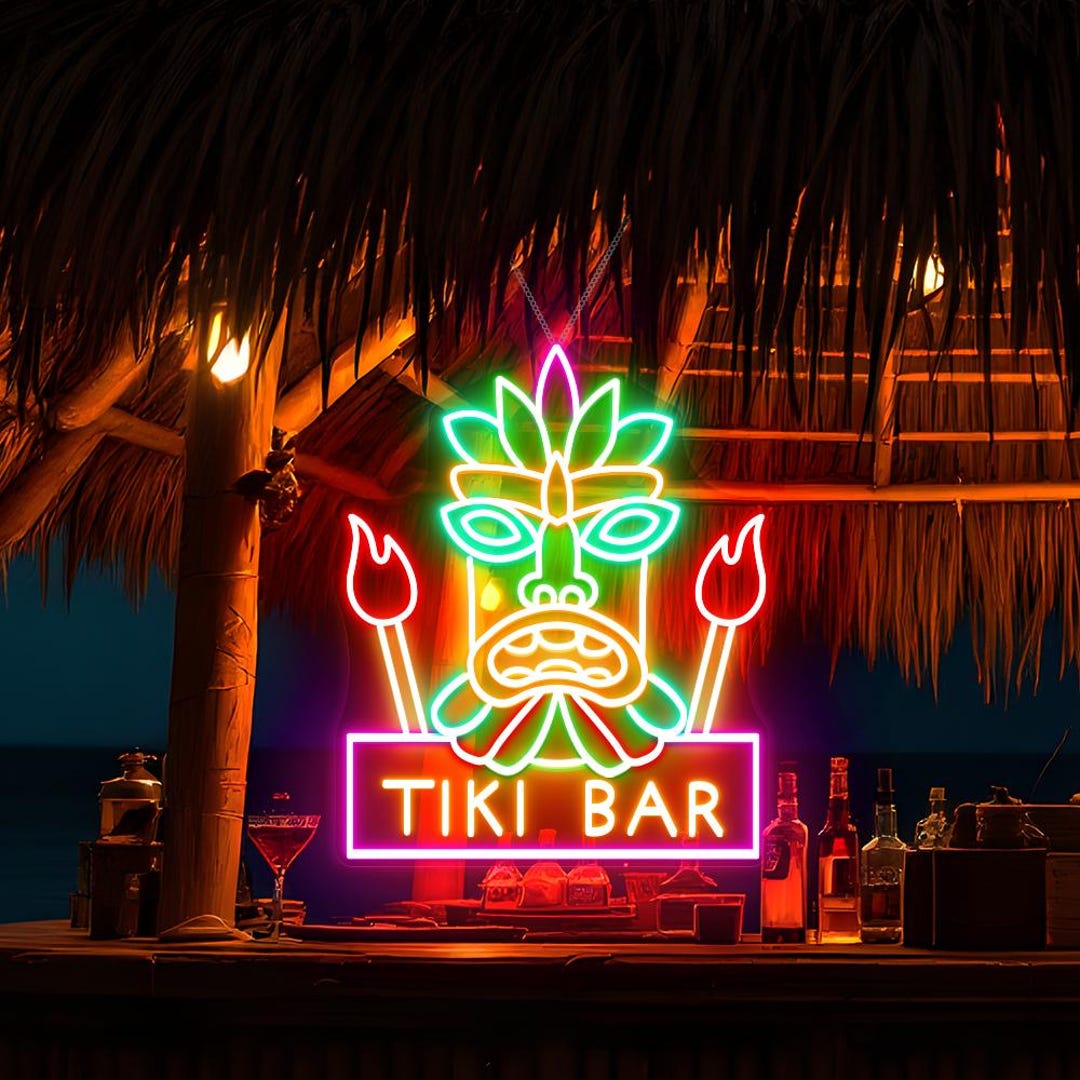 Tiki Bar Neon Sign LED Wall Light | Tropical Cocktail Neon Wall - View #2