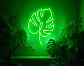 Custom Monstera Leaf Plant Neon Light, Leaves Plant Led Light