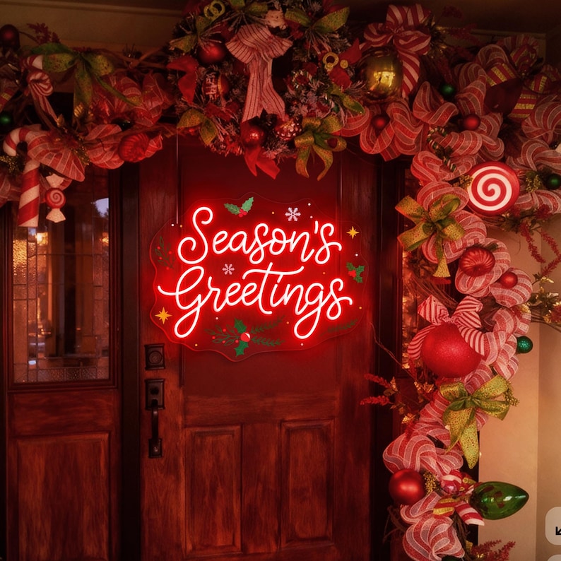Season’s Greetings Neon Sign, Christmas LED Light, Holiday Party ...