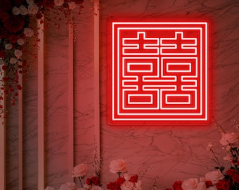 Double Happiness Chinese Neon Sign, Chinese Wedding Led Light, Traditional Wedding Decor, Engagement Party Led Sign, Chinese Character Sign