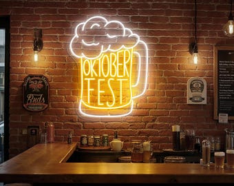 Oktoberfest Beer Mug Neon Sign, Man Cave Neon Sign, Beer Glasses Led Sign, German Beer Festival Sign, Home Bar Led Sign, Bar Pub Decor Sign