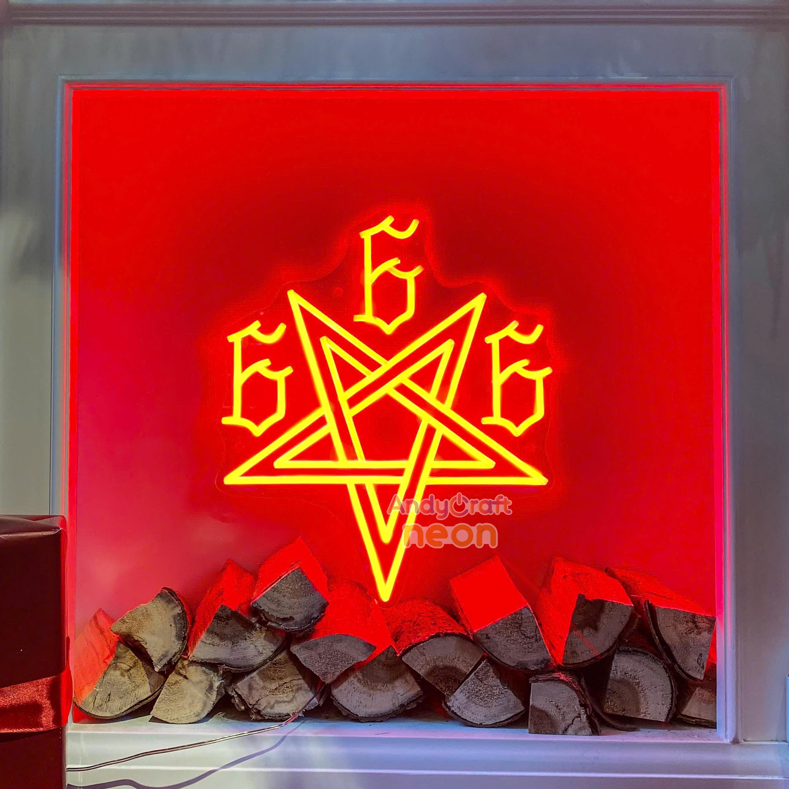 666 Inverted Pentagram Neon Sign, Baphomet Gothic Led Light, Satanic ...