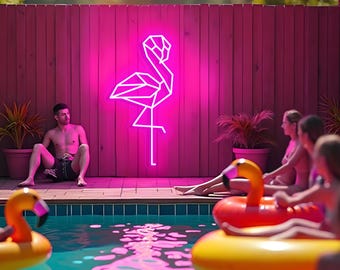 Letrero de neón de flamencos, luz LED de neón personalizada con diseño de pájaro rosa, ideal como regalo de flamenco, decoración tropical, arte de pared moderno, decoración para fiestas, regalo de cumpleaños para tu mejor amigo.