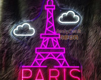 パリのネオンサイン、エッフェル塔のLEDライト、ロマンチックな壁飾り