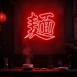 Letrero de neón de fideos japoneses, luz LED para ramen, letrero de neón de tienda de fideos asiáticos para decoración de cocina, restaurante o bar, letrero de neón comercial personalizado.