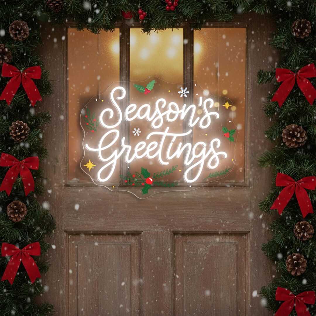 Season’s Greetings Neon Sign, Christmas LED Light, Holiday Party ...