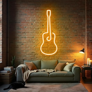 Guitar Neon Sign, Guitar Led Sign, Guitar Band Room Sign, Music Wall Decor, Music Lover Gift, Guitar Studio Wall Decor, Custom Neon Sign
