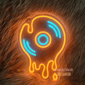 Melting Vinyl Record Neon Sign, Retro Music LED Light, Vinyl Record Neon Sign, Studio Wall Art, Music Wall Décor, Custom Neon Sign image 3