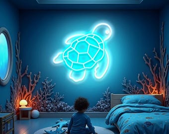 Sea Turtle Neon Sign, Cute Turtle Led Sign, Ocean Lover Neon Gift, Kids Room Neon Light, Underwater Animal Neon Sign, Sea Animal Led Light