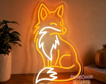 Fox Neon Sign Wall Decor, Cozy Woodland Aesthetic Glow, Unique Gift for Animal Lovers & Kids Room Decor, Custom Neon Sign