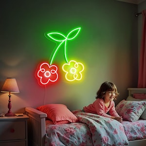 Cherry Blossom Neon Sign Custom Sakura LED Neon Light Iconic Japanese Flower Neon Signs Flower Shop Decor Gifts for Girl Kids Room Decor