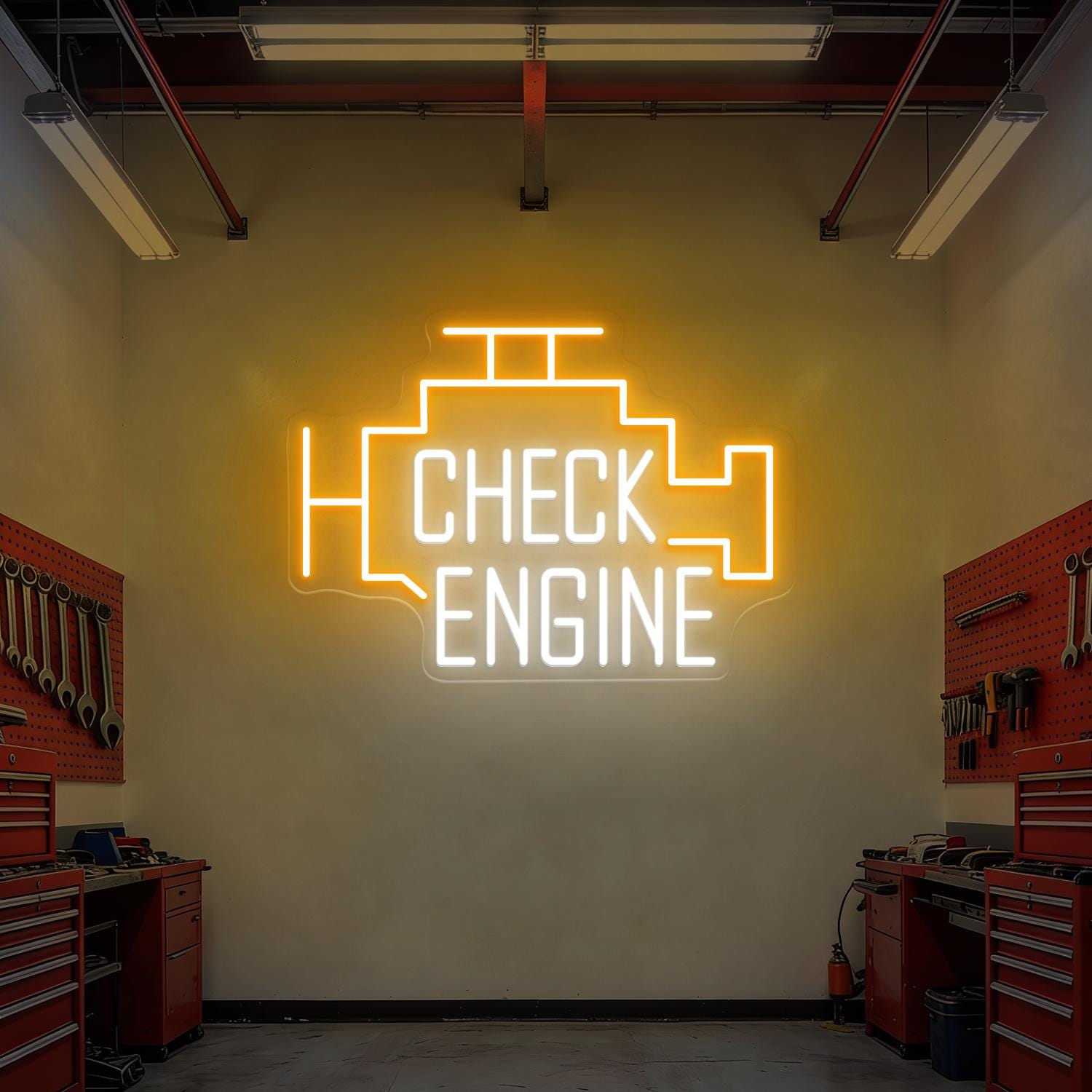 Man Engine Signage Check Engine Neon Sign, Garage LED Sign, Engine Neon Sign, Man Cave ...