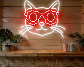 Coole Katze Neonschild, süßes LED-Katzenschild, Katzenwandlicht, Katzen-Neondekor für Schlafzimmer, lustiges Katzen-LED-Schild, Tier-Neonschild, benutzerdefiniertes Neonschild