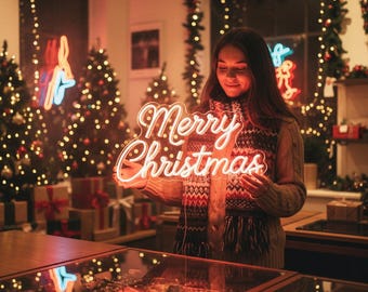 Custom Indoor Outdoor Christmas Neon Sign, Waterproof Holiday LED Sign, Xmas Party Decor, Merry Christmas Neon, Festive Outdoor Display Sign