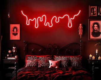 Blood Drip Neon Sign, Dripping Blood Neon Light, Creepy LED Wall Light, Horror Room Decor, Halloween Party Neon Sign, Custom Neon Sign