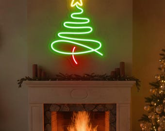 Christmas Tree Neon Sign, Christmas LED Light, Modern Holiday Wall Decor, Simple Winter Decoration, Festive Home Wall Art, Custom Neon Sign