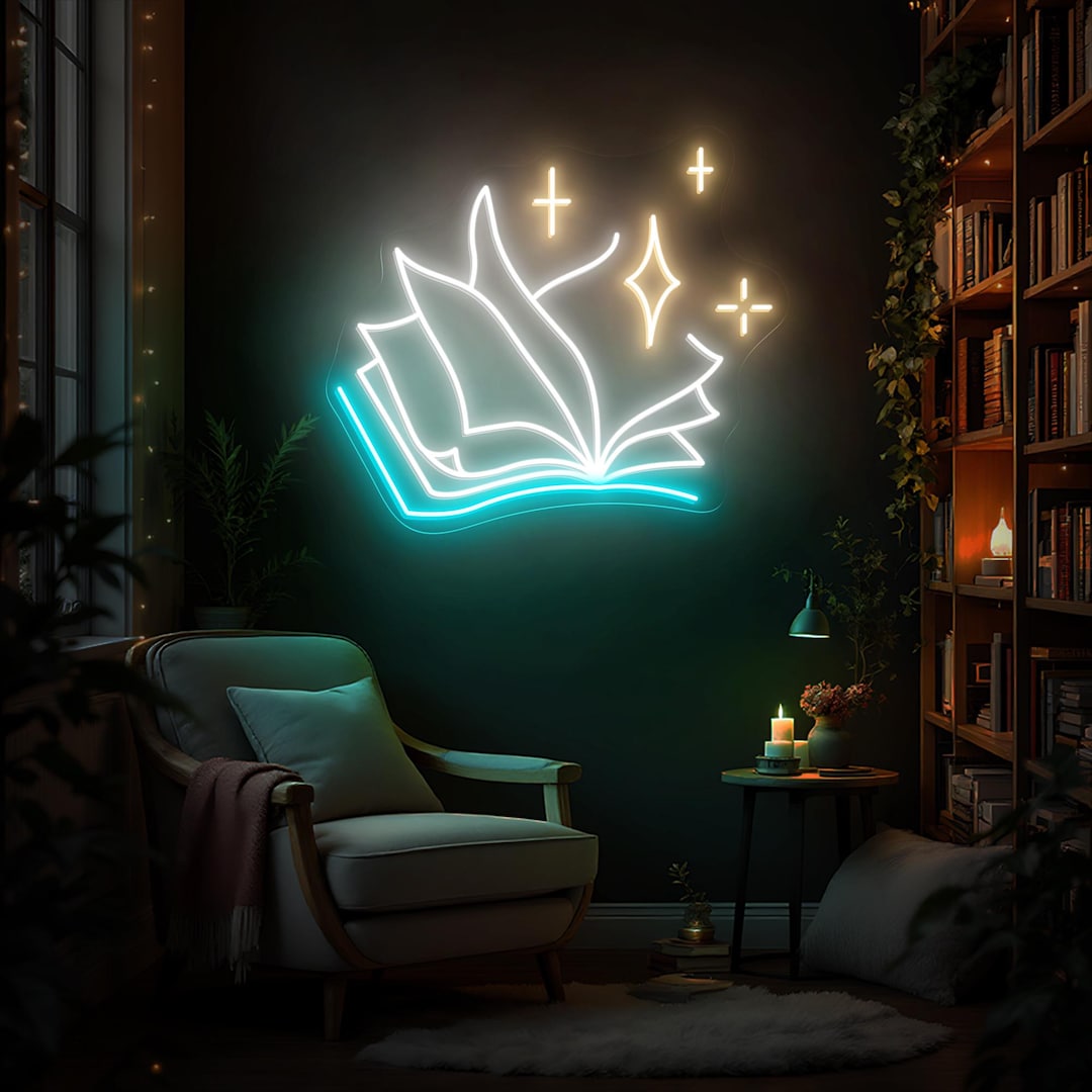 Book Sign Led Sign Book Neon Sign, Reading Lover LED Light, Bookworm Wall Light, Bookstore ...