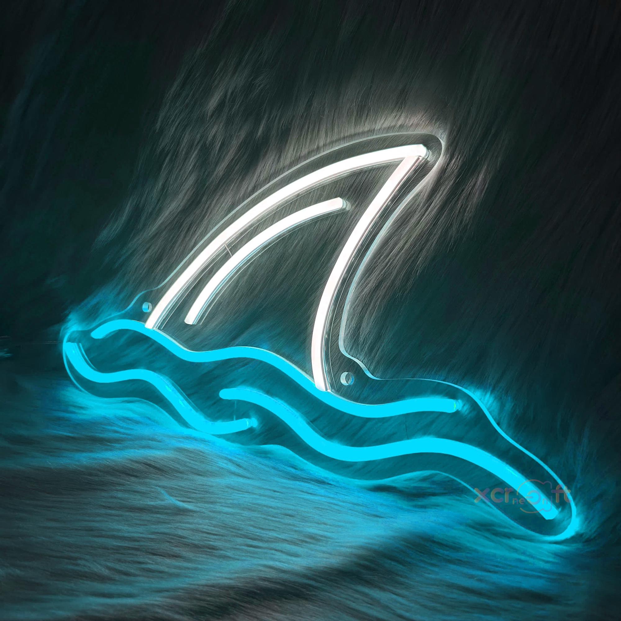 Shark Fin Neon Sign, Shark Led Sign, Sea Animal Neon Sign, Shark Wall ...