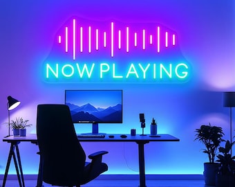 Now Playing Neon Sign, Now Playing Studio Decor Led Neon Sign, Music Room Sign, Music Lover Gift, Vinyl Record Display, Custom Neon Sign