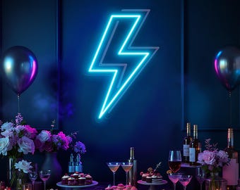 Waving Lightning Bolt Neon Sign, LED Thunder Neon Light, Game Room Decoration, Thunder Bolt Lightning Wall Art, Custom Lighting Sign