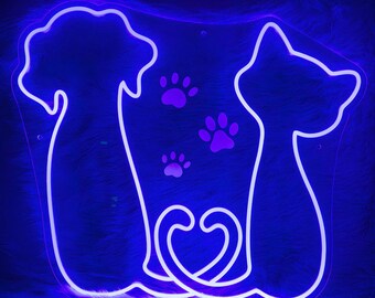 Pawsitive Vibes Only ネオンサイン かわいいペット愛好家 LEDライト