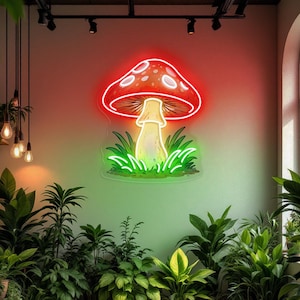 Mushroom Neon Sign, Mushroom Led Neon Sign, Aesthetic Wall Art, Bedroom Home Room Wall Decor, Cute Mushroom Neon Sign, Custom Neon Sign