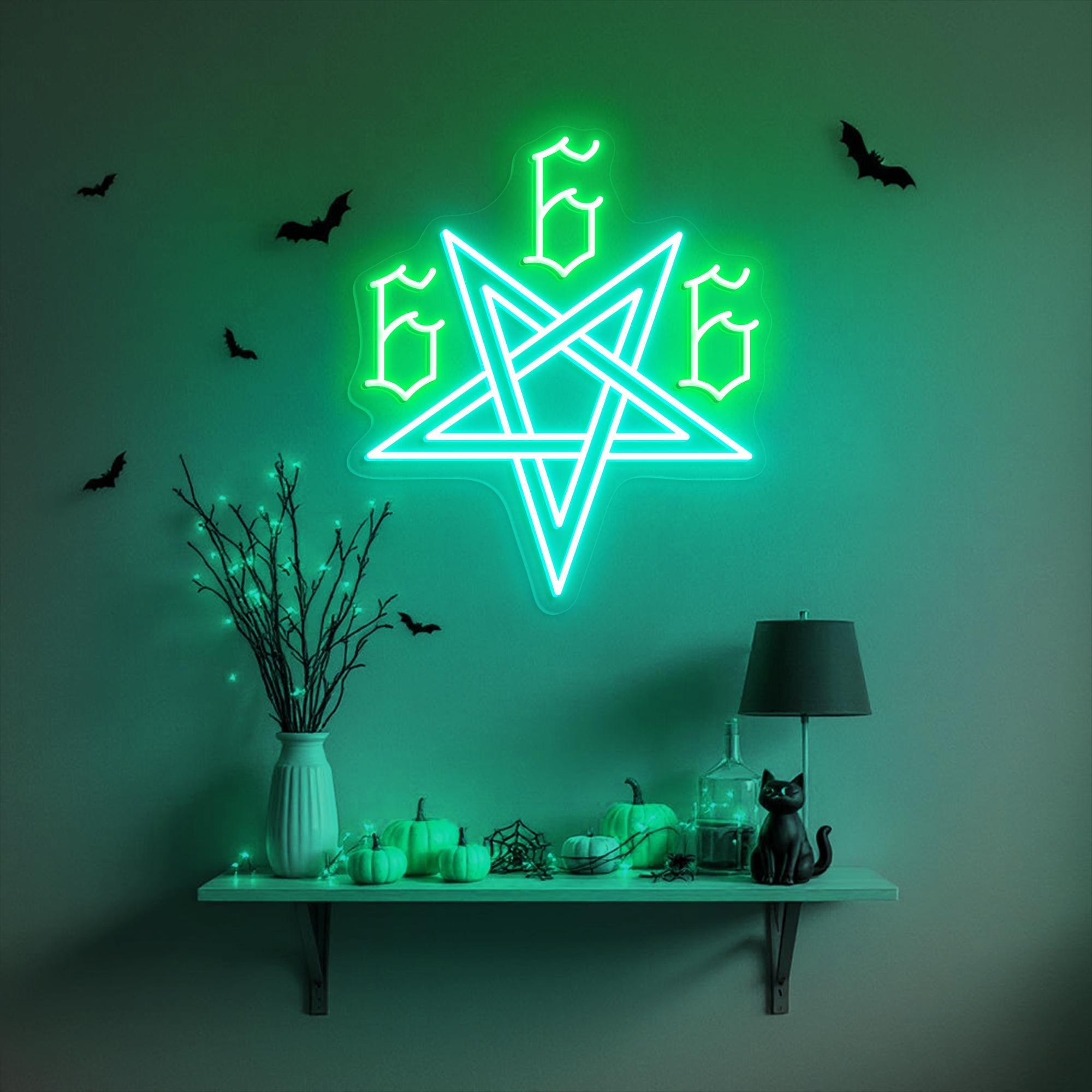 666 Inverted Pentagram Neon Sign, Baphomet Gothic Led Light, Satanic ...