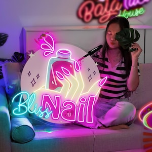 Bliss Nails LED Neon Sign, Custom Nail Salon Sign, Modern Wall Decor, Personalized Sign, Beauty Salon LED Sign, Nail Spa Decor, Nail Sign