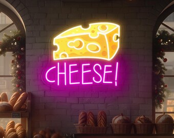 Cheese Neon Sign, Food LED Sign, Piece Cheeze Neon Sign, Kitchen Wall Decor, Restaurant Cafe Bar Light, Food Lover Gift, Custom Neon Sign