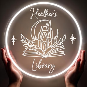 Custom Name Library Neon Sign Bookworm Gift Book Lover Gift Library Decor Home Library Sign Librarian Gift Book Nook Decor Reading Room Sign