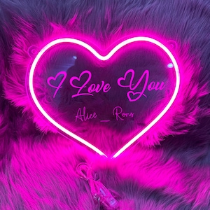 Custom Couple Name I Love You Heart Neon Sign Personalized Couple Name Heart LED Neon Light Romantic Gift for Her Wedding/Valentine Decor