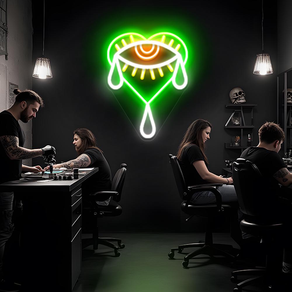 Gothic LED Wall Art Tattoo Shop Decor Emotional Lighting Crying Heart ...