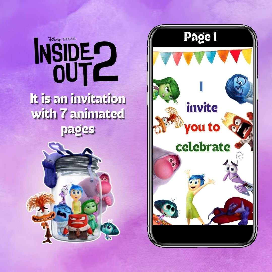 Inside Out 2 Birthday Invitation, Inside Out 2,inside Out 2 Invitation