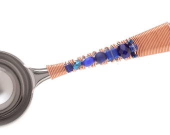 Blue Coffee Scoop - Coffee Pour Over - Under 30 - Gift for Him - Blue Bead Scoop