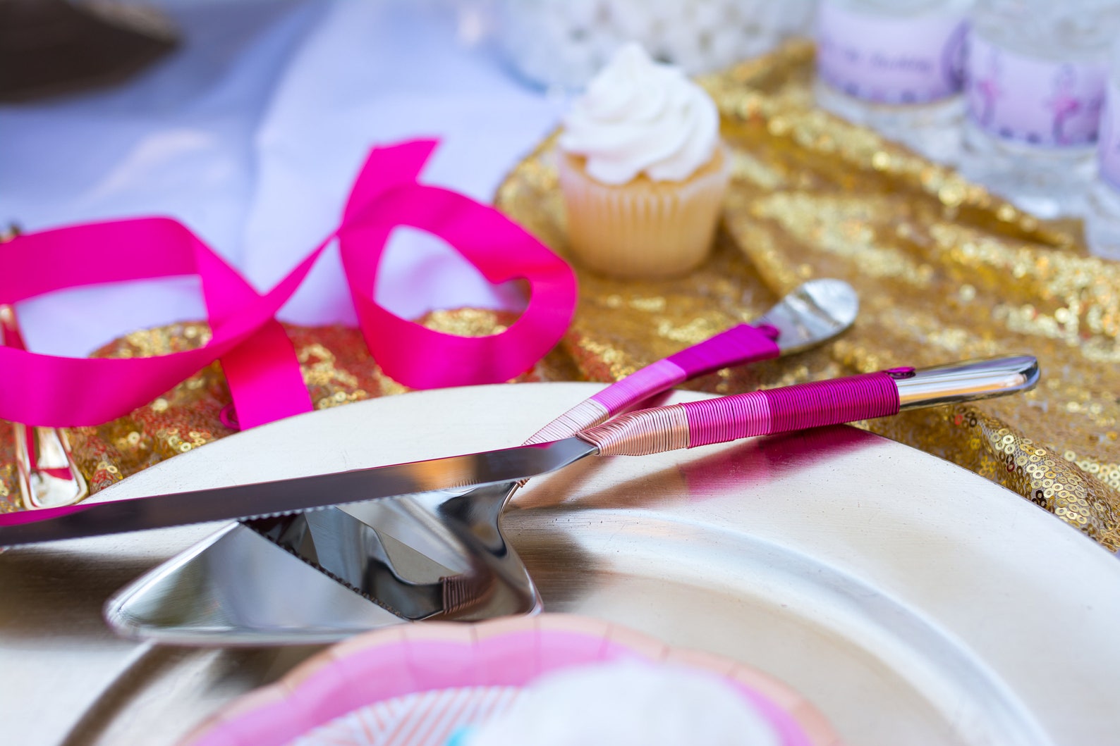 Pink Wedding Cake Serving Set Rose Gold Wedding Cake Set Etsy