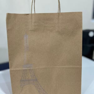 10 unidades de sacolas de papel com logotipo personalizado, sacolas de papel kraft, sacolas para roupas, sacolas de varejo, sacolas para presentes de festa. 10 sacolas de 10,2 x 4,7 x 12,4 pol.