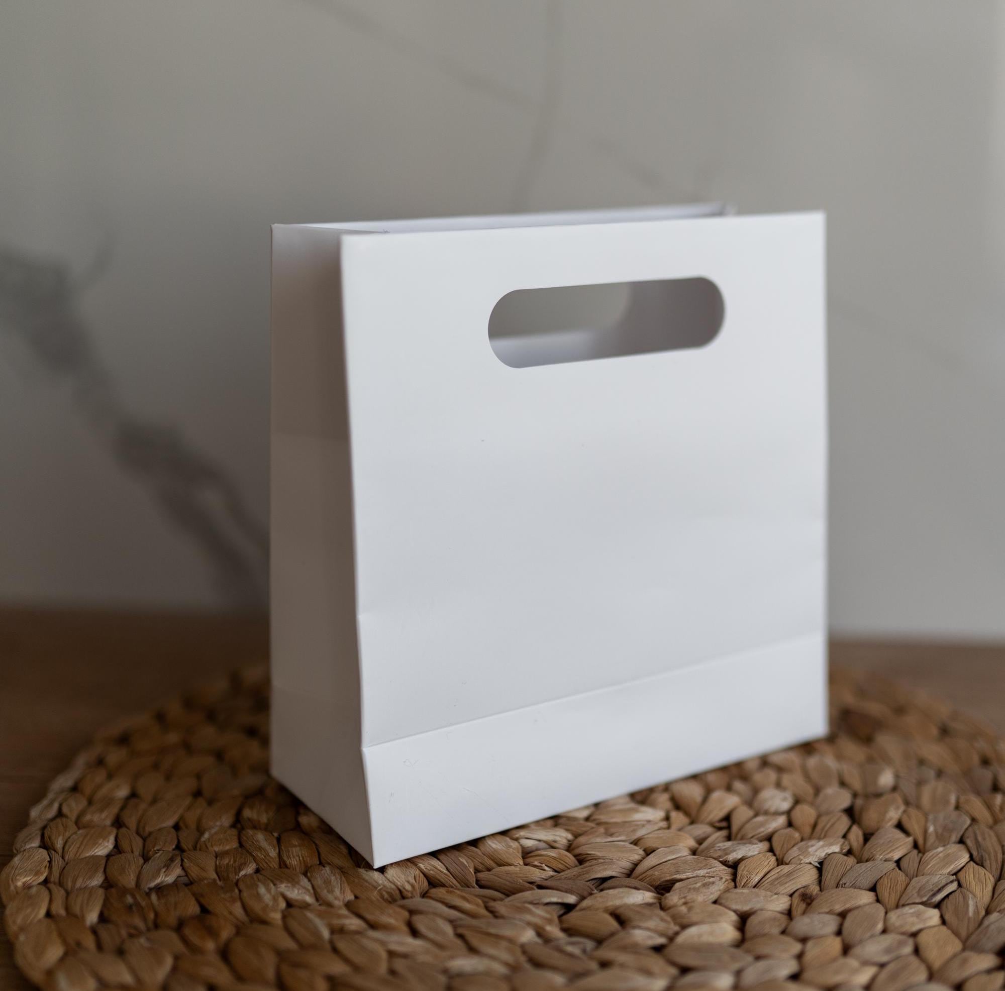 YACEYACE Weiße Geschenktüten mit Bandgriffen, 20 Stück, 26.7x10.8x20.3 cm, mittelgroße weiße Geschenktüten für Brautjungfern, Geschenktüten für Hochzeit, Party, Einzelhandel, kleine Unternehmen