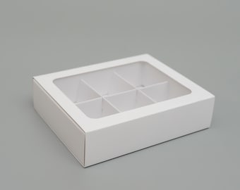 White Cardboard Empty Chocolate Box with Transparent Lid, Special Occasion Packaging (50pcs)