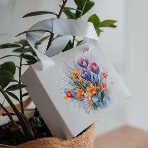 Cajas de regalo con estampado floral (1-10 unidades), decorativas con asas de satén, para regalos, pequeñas cajas de envío.